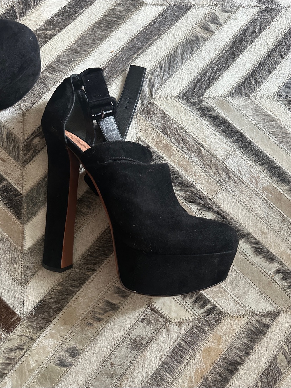 Alaia Black Suede Platform Slingback Heels/ Suede D'Orsay Pumps
